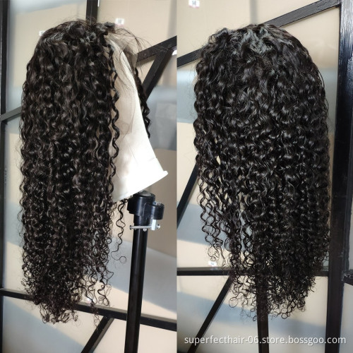 Curly 4*4 Wigs Wholesale  Brazilian Virgin Human Hair Wig With Baby Hair Kinky Curly Closure Wigs